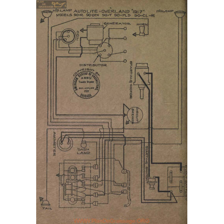 Willys Overland 90 Obx Pld Schema Electrique 1917 Autolite