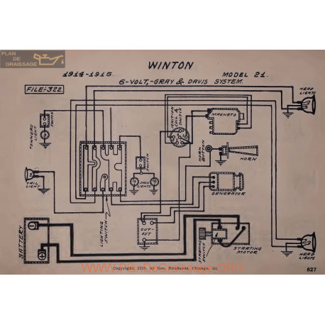 Winton 21 6volt Schema Elctrique 1914 1915 Gray & Davis