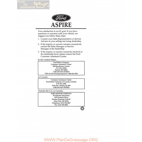 Ford 1997 Aspire User Manual