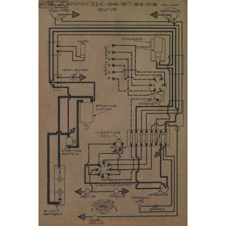 Winton 22a Schema Electrique 1916 1917 1918 1919 Bijur