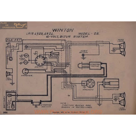 Winton 25 6volt Schema Electrique 1920 1921 Bijur