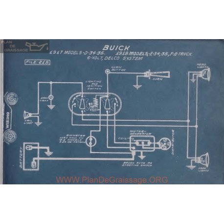 Buick D34 D35 Fa Truck 6volt Schema Electrique 1917 1918