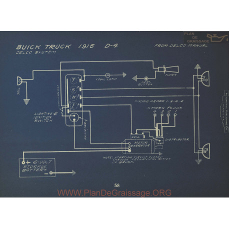 Buick D4 Truck Schema Electrique 1916 Delco