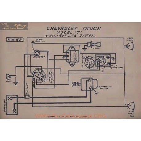 Chevrolet Truck T 6volt Schema Elctrique Autolite