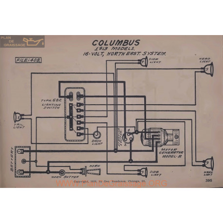 Columbus 16volt Schema Elctrique 1913 Northeast