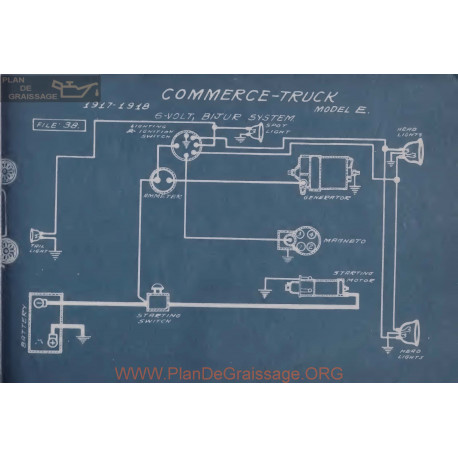 Commerce Truck E 6volt Schema Electrique 1917 1918 Bijur