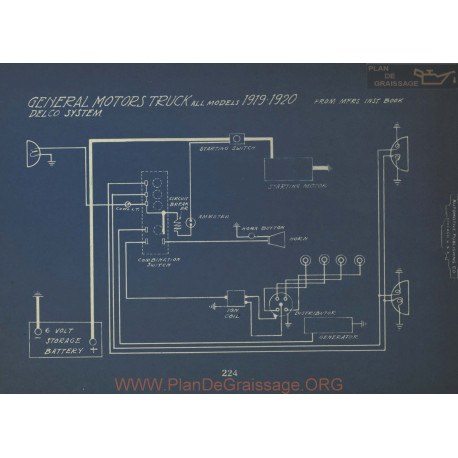 General Motors Truck Schema Electrique 1919 1920 Delco