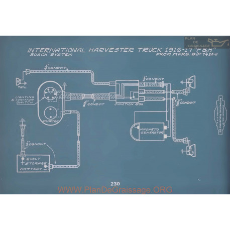 International Harvester Truck F H Schema Electrique 1916 1917