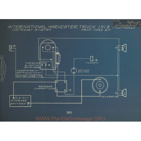 International Harvester Truck Schema Electrique 1918 North East