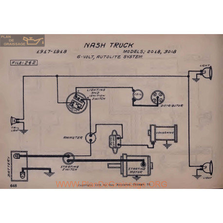 Nash Truck 2018 3018 6volt Schema Electrique 1917 1918 Autolite V2