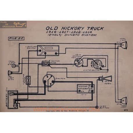 Old Hickory Truck 12volt Schema Electrique 1916 1917 1918 1919 Dyneto V2