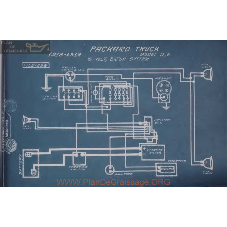 Packard Truck D E 6volt Schema Electrique 1918 1919 Bijur