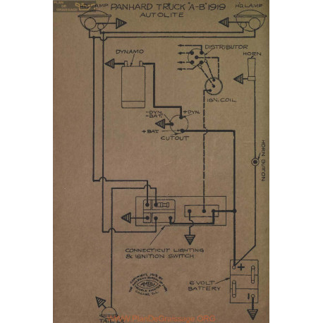 Panhard Truck A Ab Schema Electrique 1919 Autolite