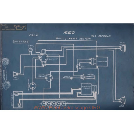 Reo All Models 6volt Schema Electrique 1914 Remy