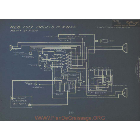 Reo M N R S Schema Electrique 1917 Remy