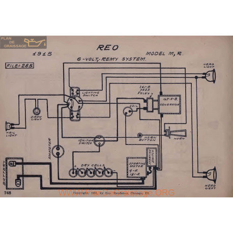 Reo M R 6volt Schema Electrique 1915 Remy V2
