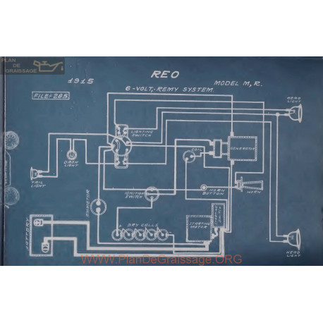 Reo M R 6volt Schema Electrique 1915 Remy