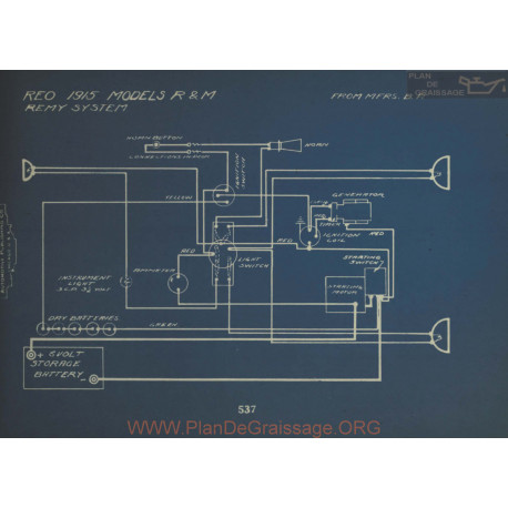 Reo R M Schema Electrique 1915 Remy