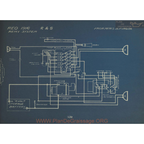 Reo R S Schema Electrique 1916 Remy