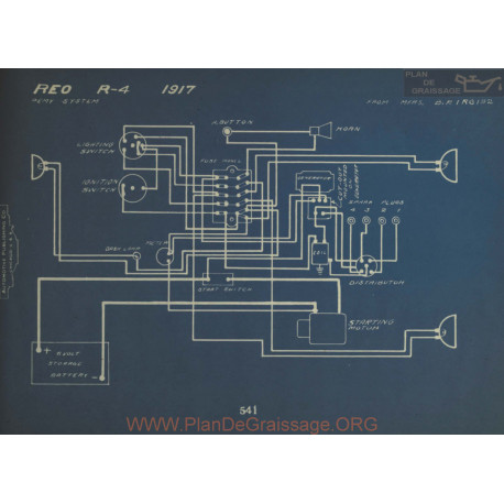 Reo R4 Schema Electrique 1917 Remy