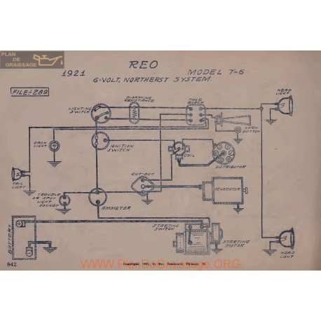 Reo T6 6volt Schema Electrique 1921 Northeast