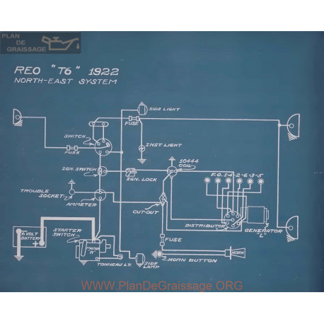 Reo T6 Schema Electrique 1922