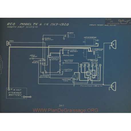 Reo T6 U6 Schema Electrique 191 1920 North East