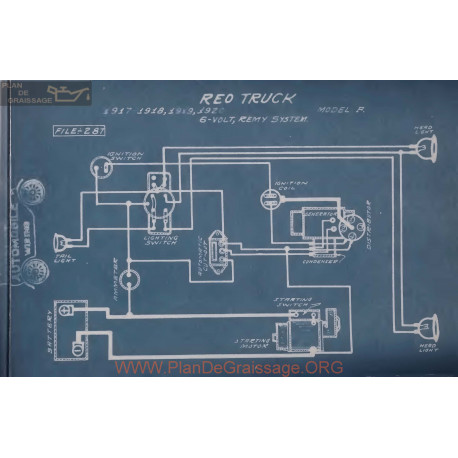 Reo Truck F 6volt Schema Electrique 1917 1918 1919 1920 Remy