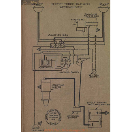 Service Truck Schema Electrique 1917 1918 1919 Westinghouse