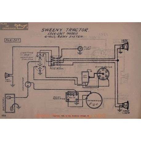 Sweeny Tractor 6volt Schema Electrique 1916 1917 Remy