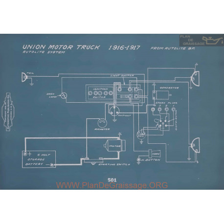 Union Motor Truck Schema Electrique 1916 1917