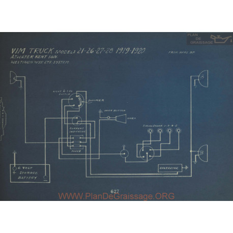 Vim Truck 21 26 27 28 Schema Electrique 1919 1920 Atwater Kent