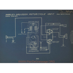 Harley Davidson Motor Cycle Schema Electrique 1916 1917 Remy