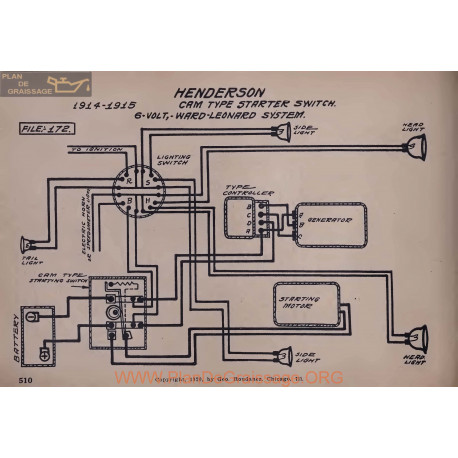 Henderson Cam Starter Switch 6volt Schema Electrique 1914 1915 Ward Leonard