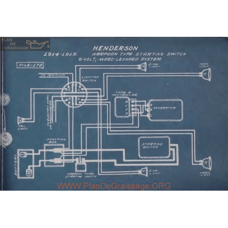 Henderson Harpoon 6volt Schema Electrique 1914 1915 Ward Leonard