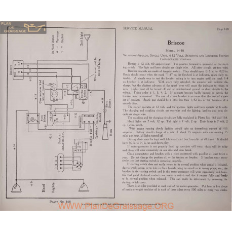 Briscoe 14 38 6volt 12volt Schema Electrique 1919 Splitdorf Plate 168