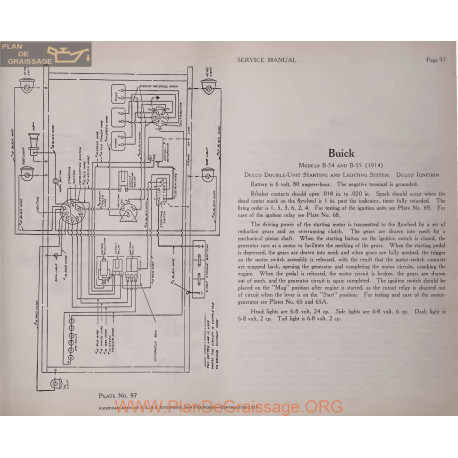 Buick B54 B55 6volt Schema Electrique 1914 Delco Plate 97