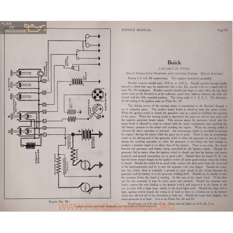 Buick C24 C25 6volt Schema Electrique 1915 Delco Plate 98