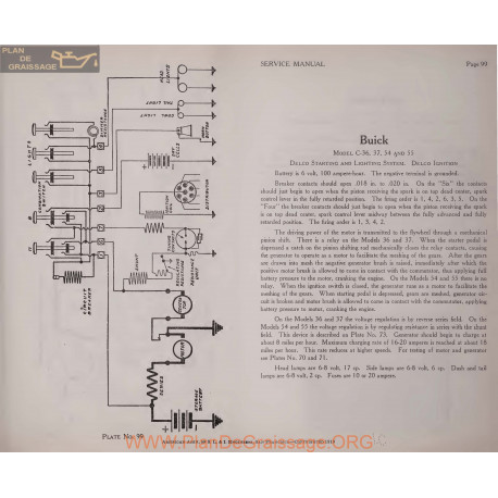 Buick C36 37 54 55 6volt Schema Electrique 1919 Delco Plate 99