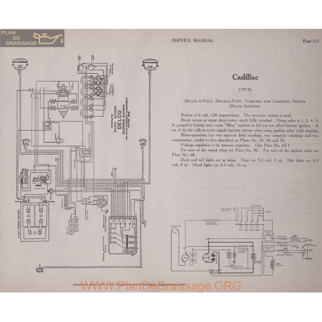 Cadillac Model 1913 6volt Schema Electrique 1919 Delco Plate 111