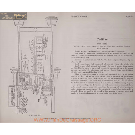 Cadillac Model 1914 6volt Schema Electrique 1919 Delco Plate 112