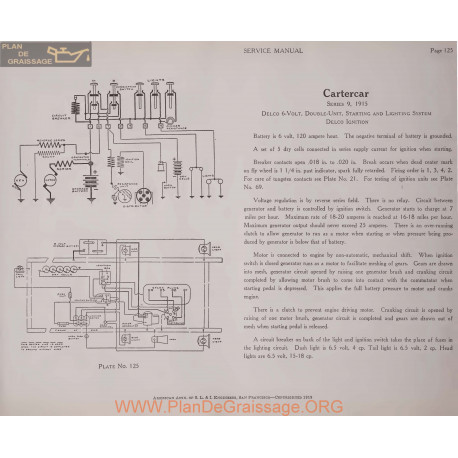 Cartercar 9 6volt Schema Electrique 1915 Delco Plate 125