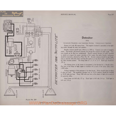 Detroiter Model 1916 6volt Schema Electrique 1916 Autolite Plate 207