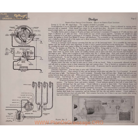 Dodge North East Schema Electrique 1919 Delco Plate 2