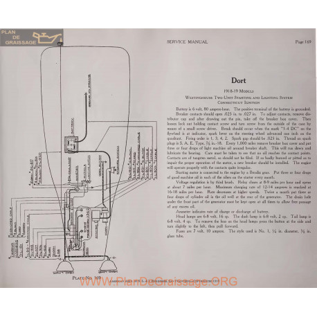 Dort Models 1918 1919 6volt Schema Electrique Westinghouse Plate 169