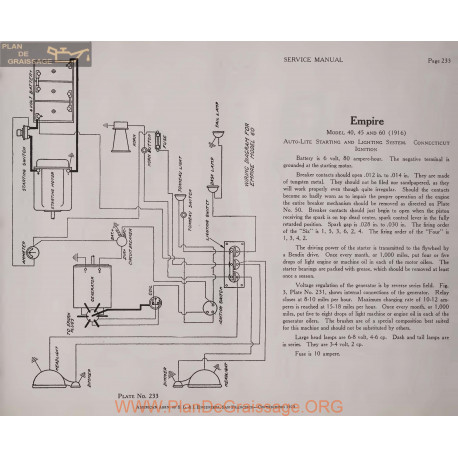 Empire 40 45 60 6volt Schema Electrique 1916 Autolite Plate 233 233a