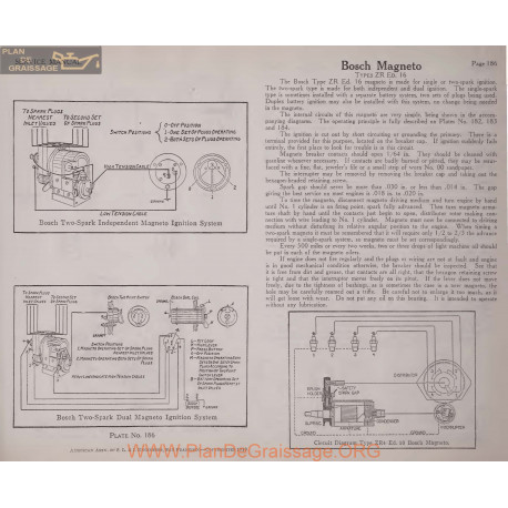 General Bosch Zr 16 Magneto Schema Electrique 1919 Plate 186