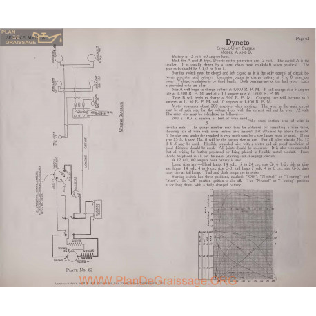 General Dyneto A B Signe Unit 12volt Schema Electrique 1919 Plate 62