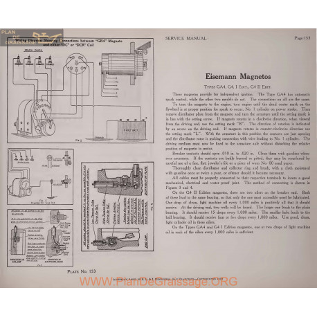 General Eisemann Ga4 G4 I Ii Magneto Schema Electrique 1919 Plate 153