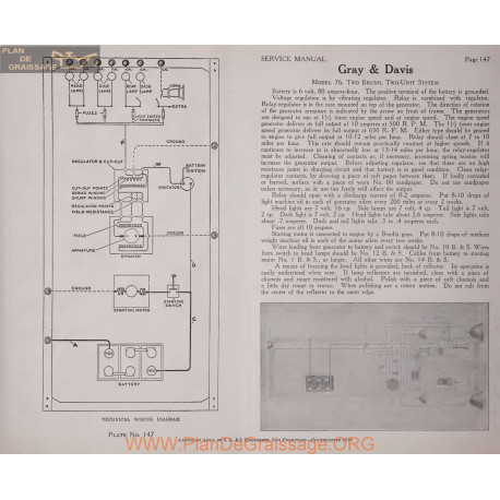 Gray & Davis 76 6volt Schema Electrique 1919 Plate 147